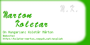 marton koletar business card