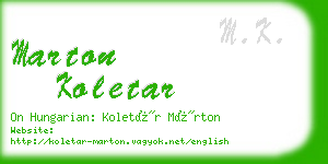 marton koletar business card